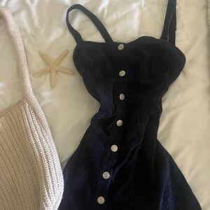 NAVY CORDUROY MINI DRESS